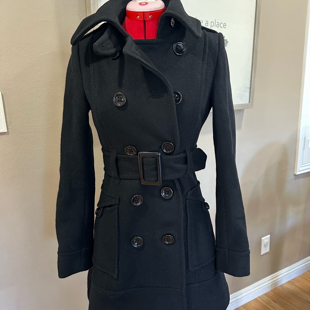 H&M Black Double-Breasted Trench Coat